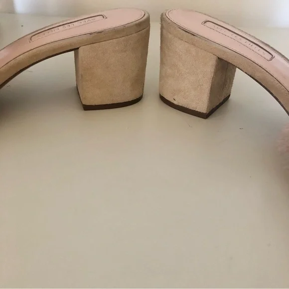 Avec Les Fillies Maya Pink Chiffon Slide Block Heel. Size 8. - Picture 9 of 13